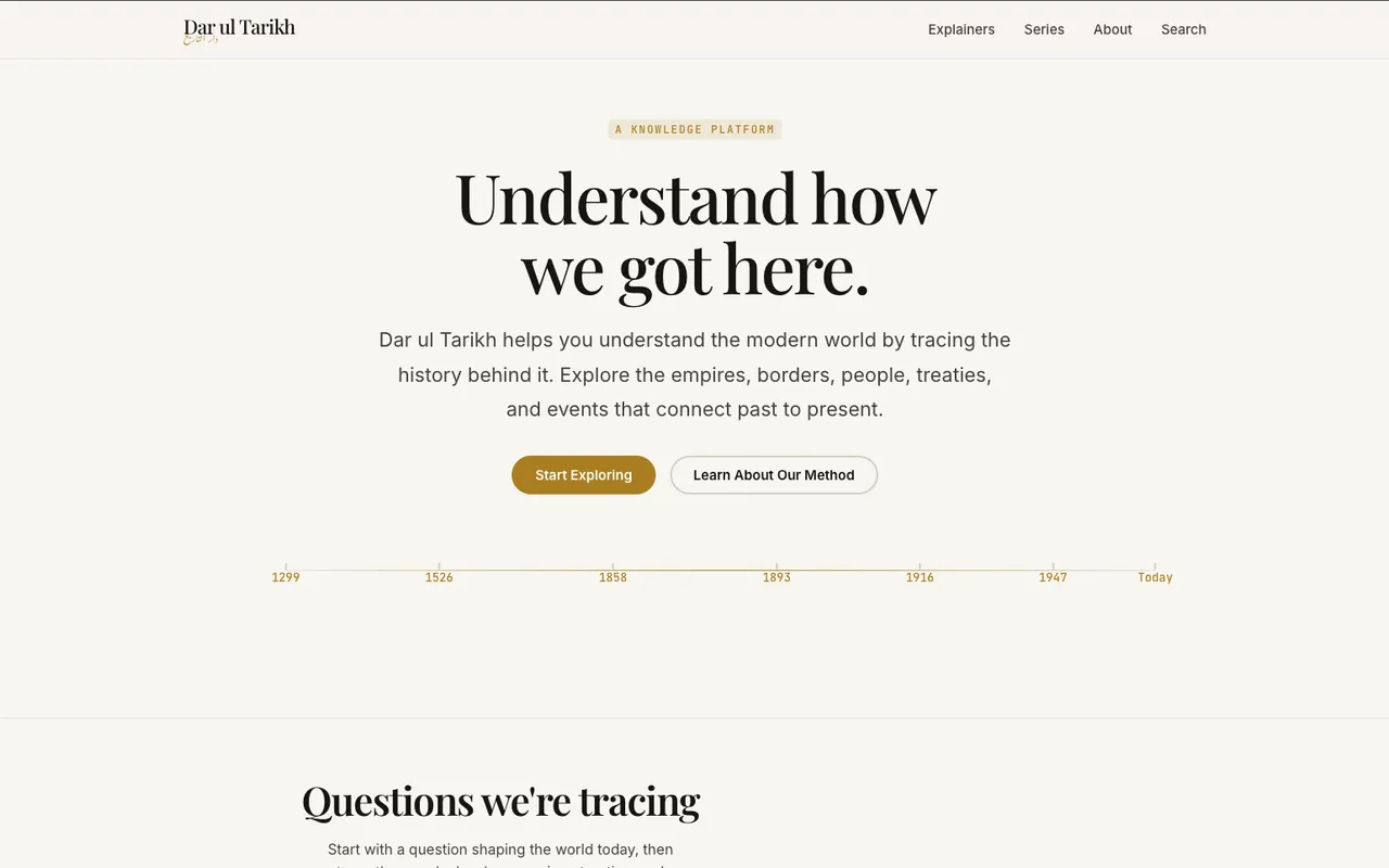 Dar ul Tarikh — project screenshot by Abdullah Shahzad